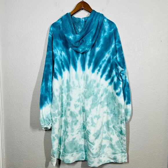 NEW! Lane Bryant Livi Activewear Hooded Sweatshirt Oversize Tie Dye Teal - 22/24 - Picture 4 of 4